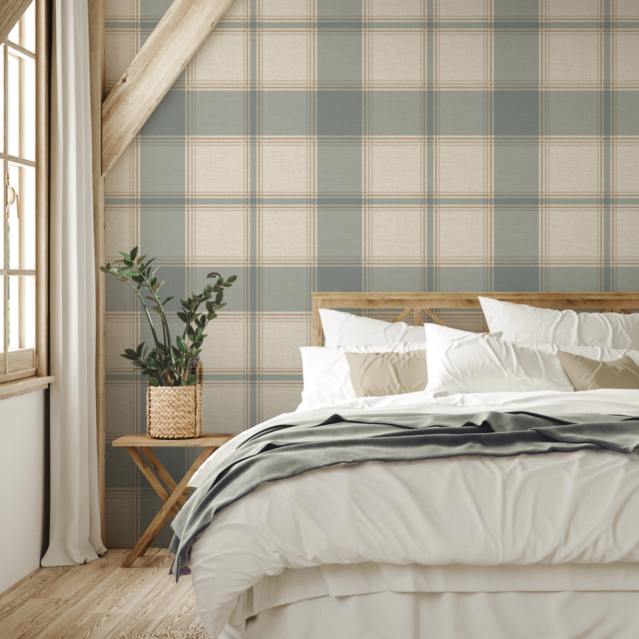 7157  GB7157 Carmella Check Blue Wallpaper by Belgravia