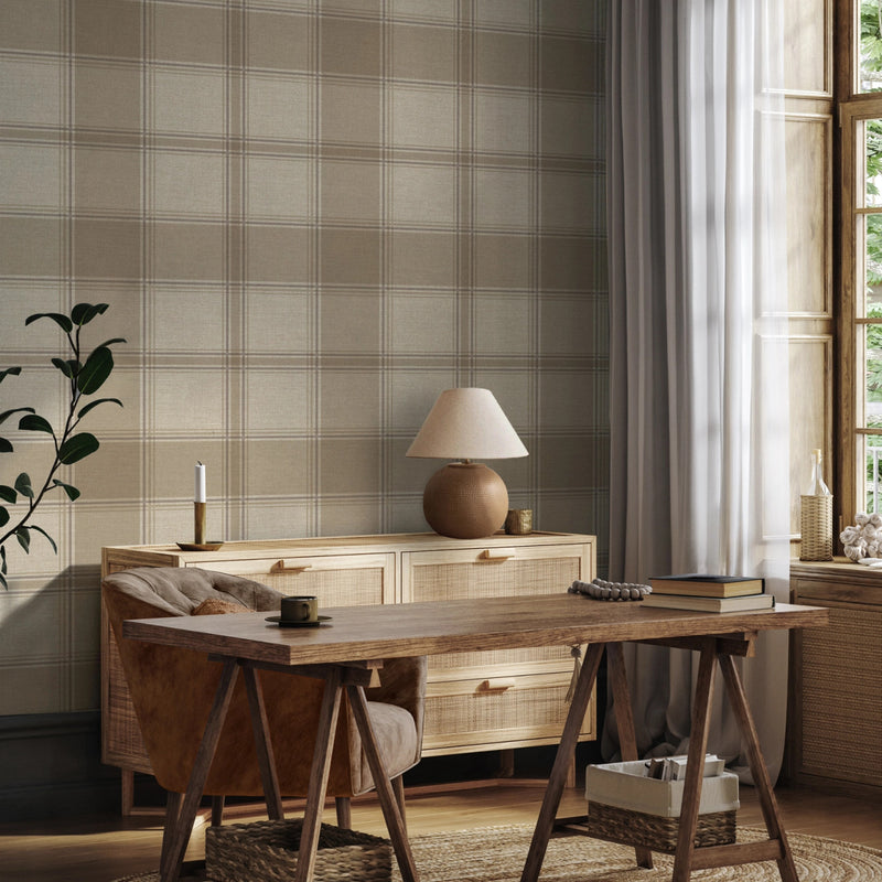 7160  GB7160 Carmella Check Beige Wallpaper by Belgravia