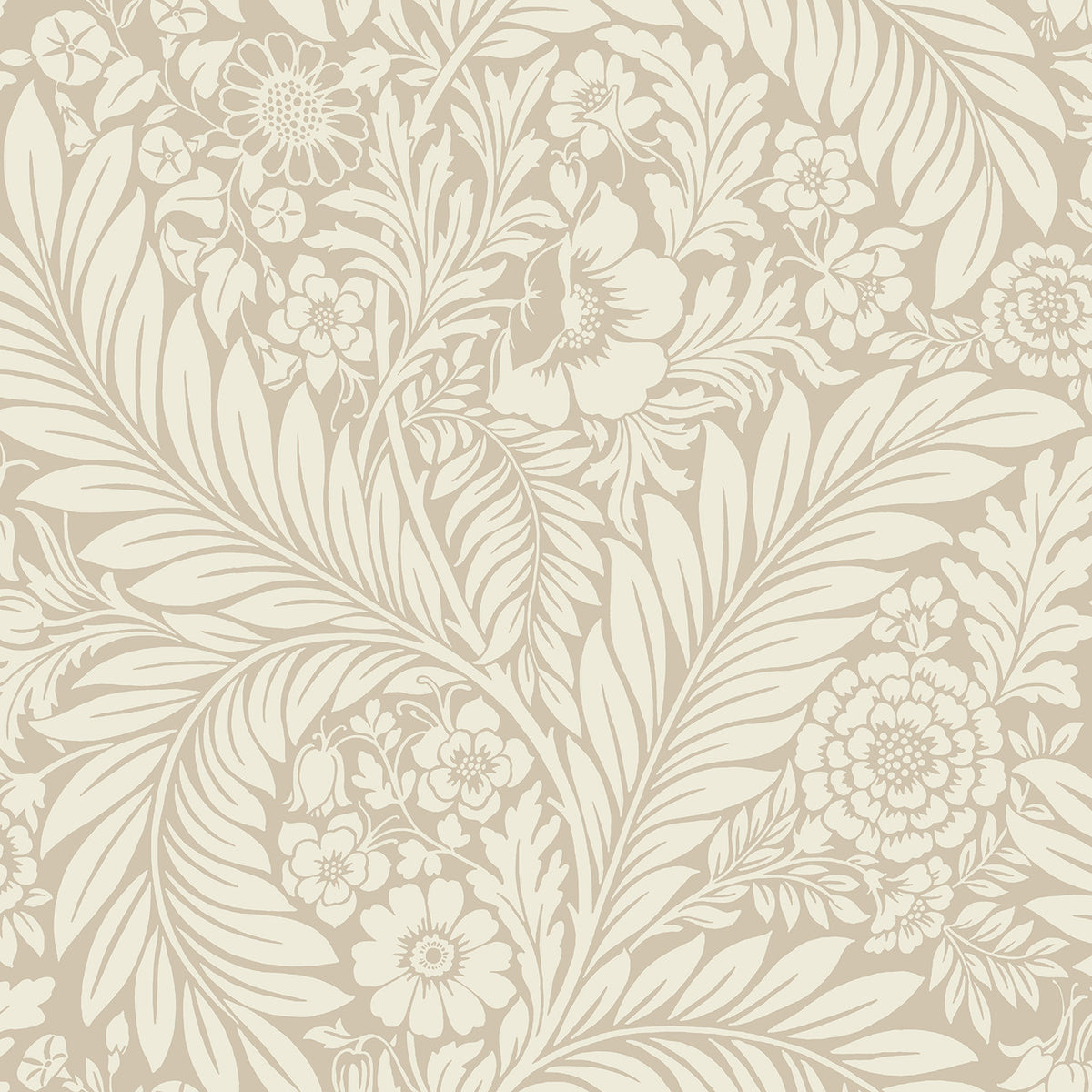 Florence Floral Leaf Natural Wallpaper by Belgravia