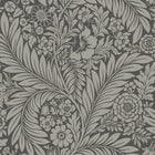 724 Florence Floral Leaf Charcoal and Silver Metallic Wallpaper by Belgravia