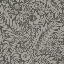 724 Florence Floral Leaf Charcoal and Silver Metallic Wallpaper by Belgravia