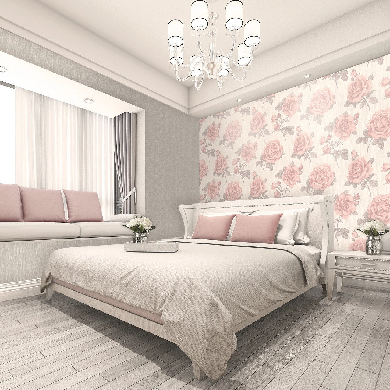 7364 Amara Soft Pink Floral Rose Wallpaper By Belgravia