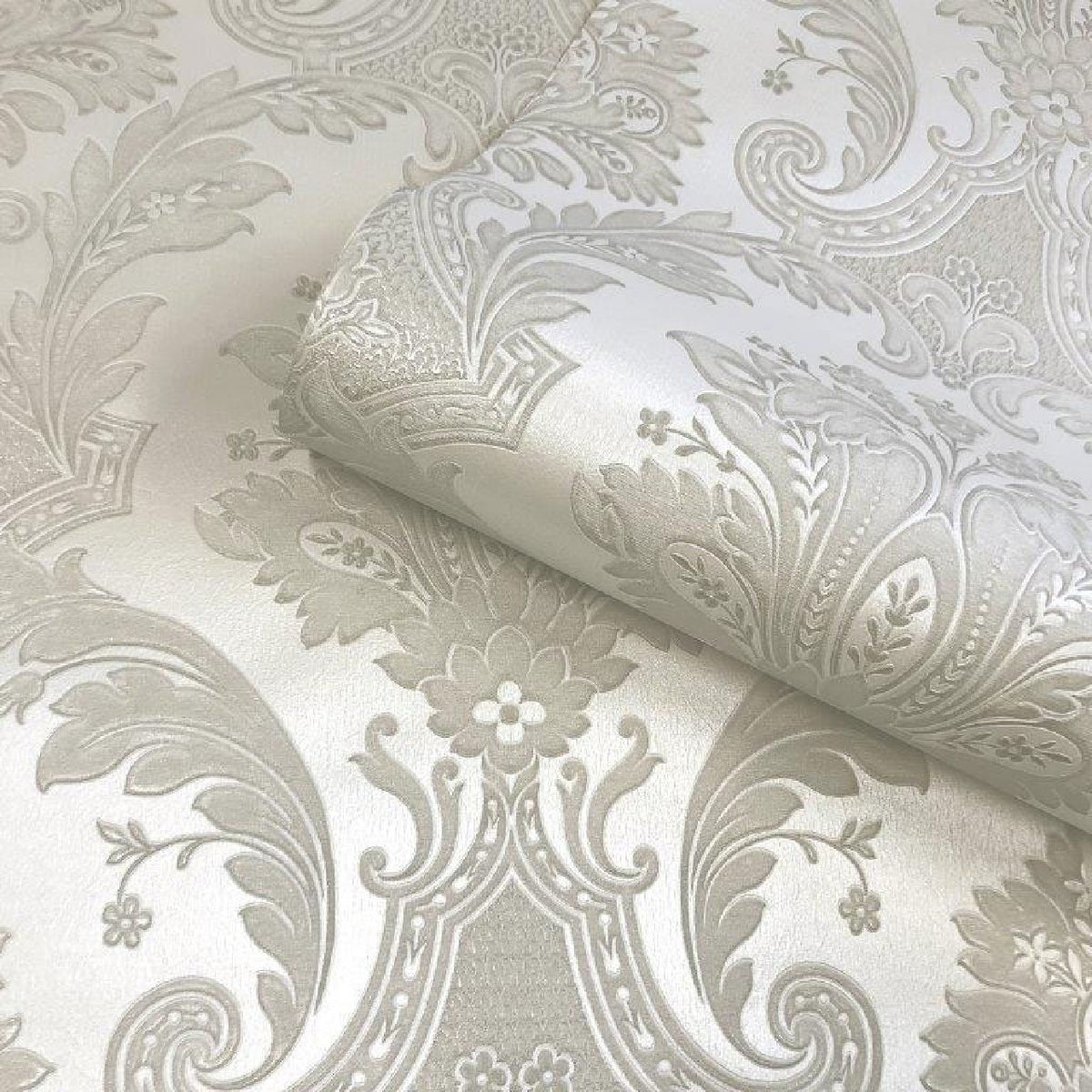 Amara Cream Pearl Damask Wallpaper By Belgravia