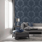 7371 Amara Navy Damask Wallpaper By Belgravia
