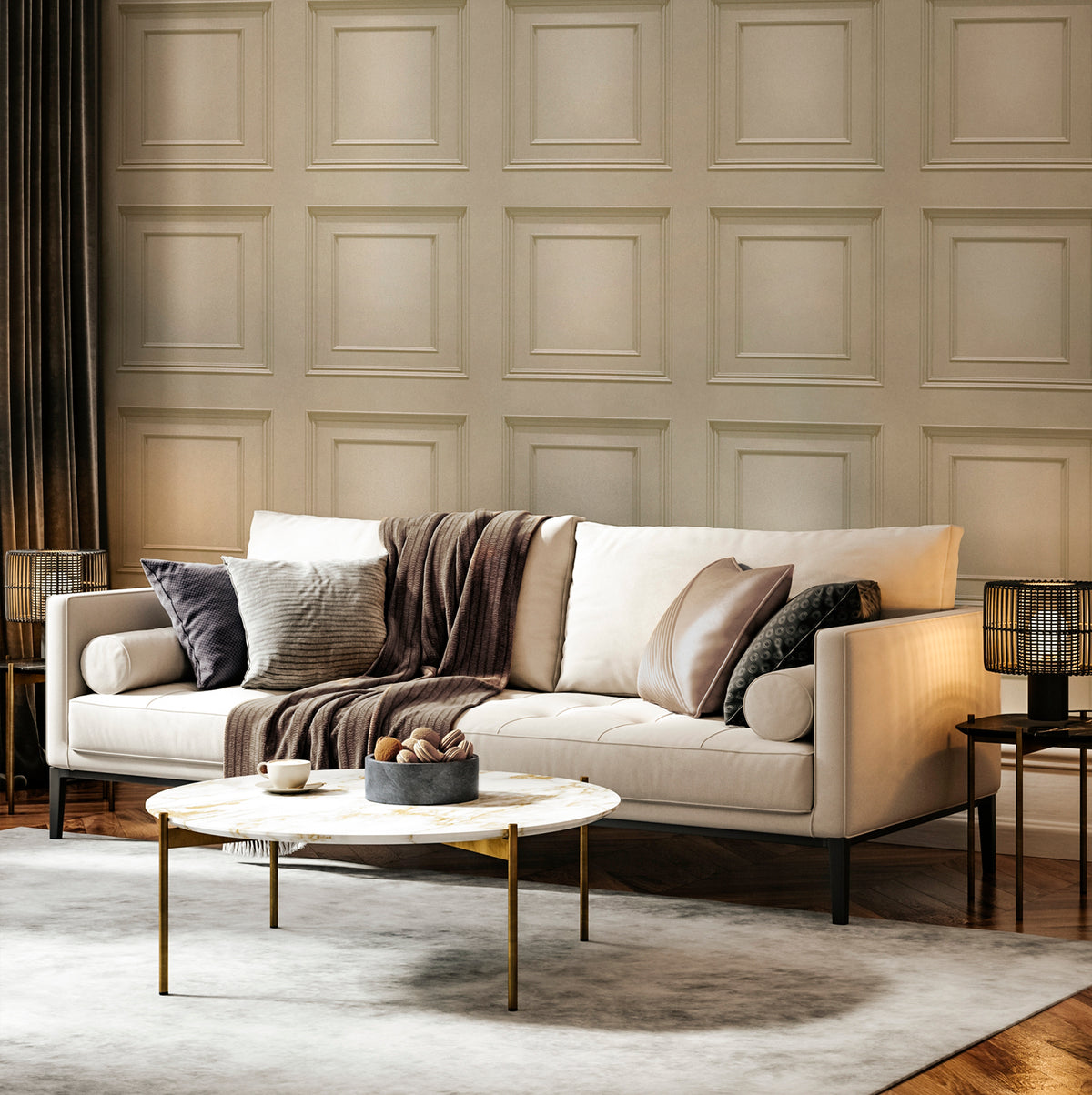 Amara Mocha Panel Wallpaper By Belgravia