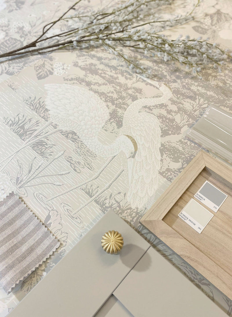 740 Izumi Crane Cream Wallpaper by Belgravia