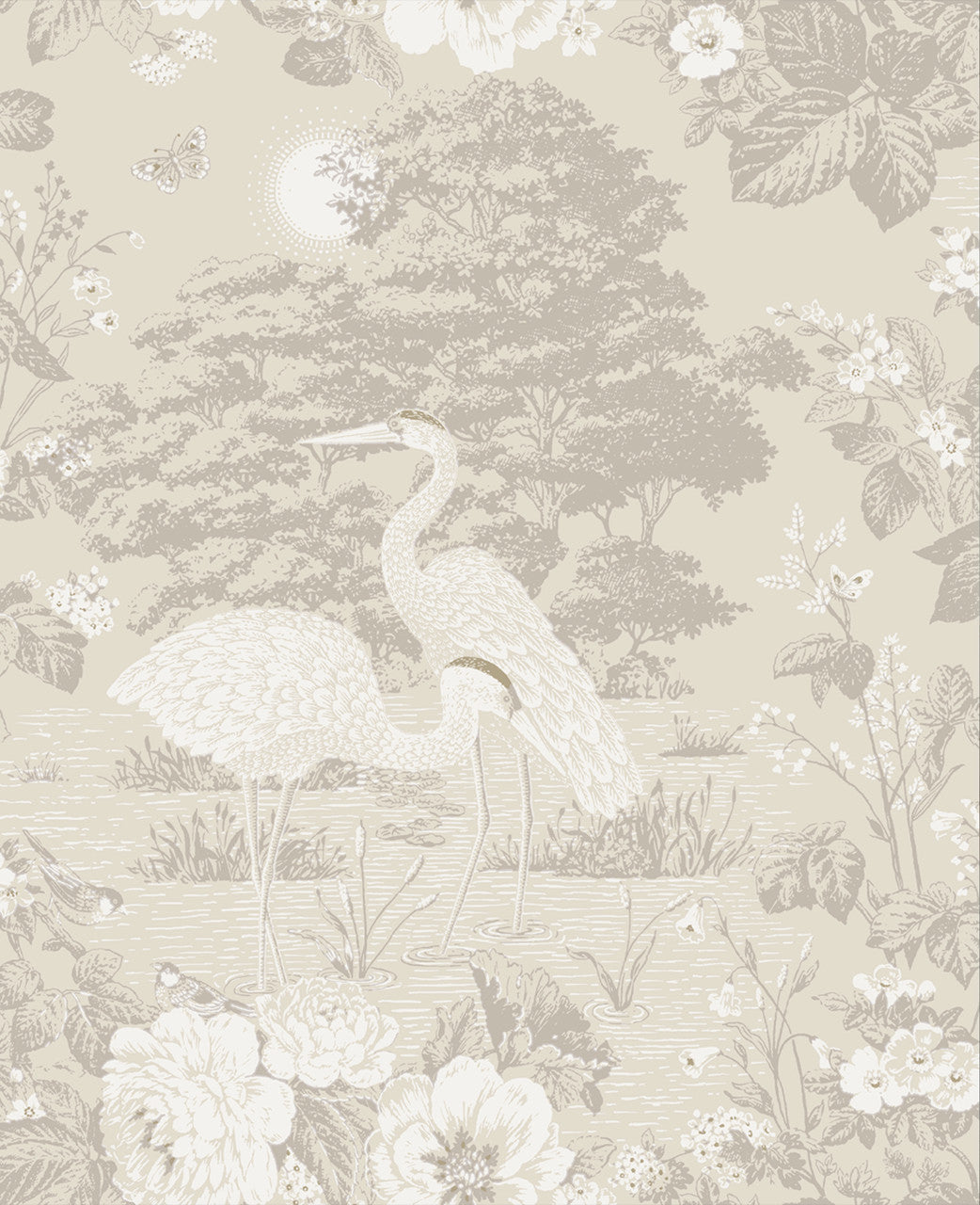 Izumi Crane Cream Wallpaper By Belgravia