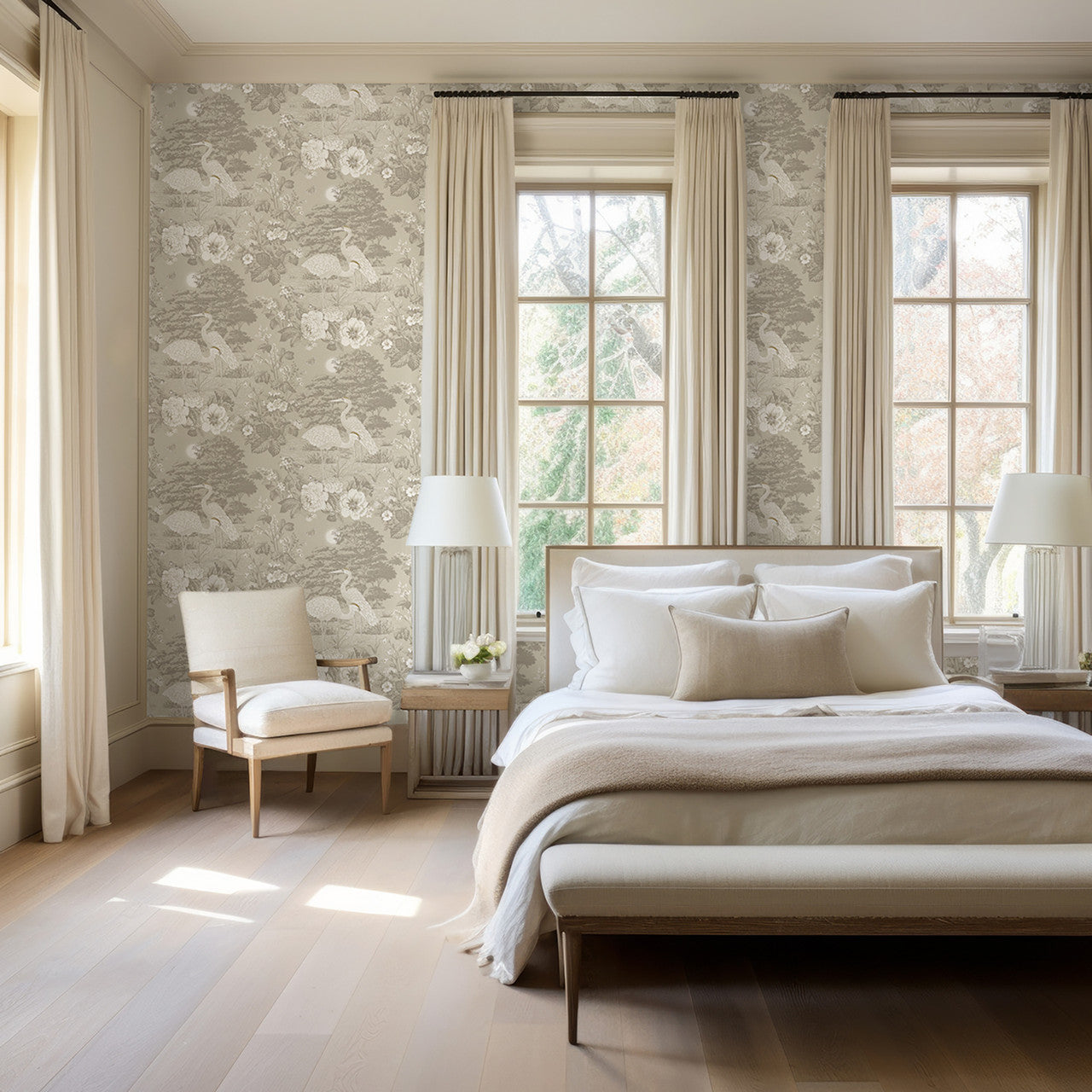 740 Izumi Crane Cream Wallpaper by Belgravia