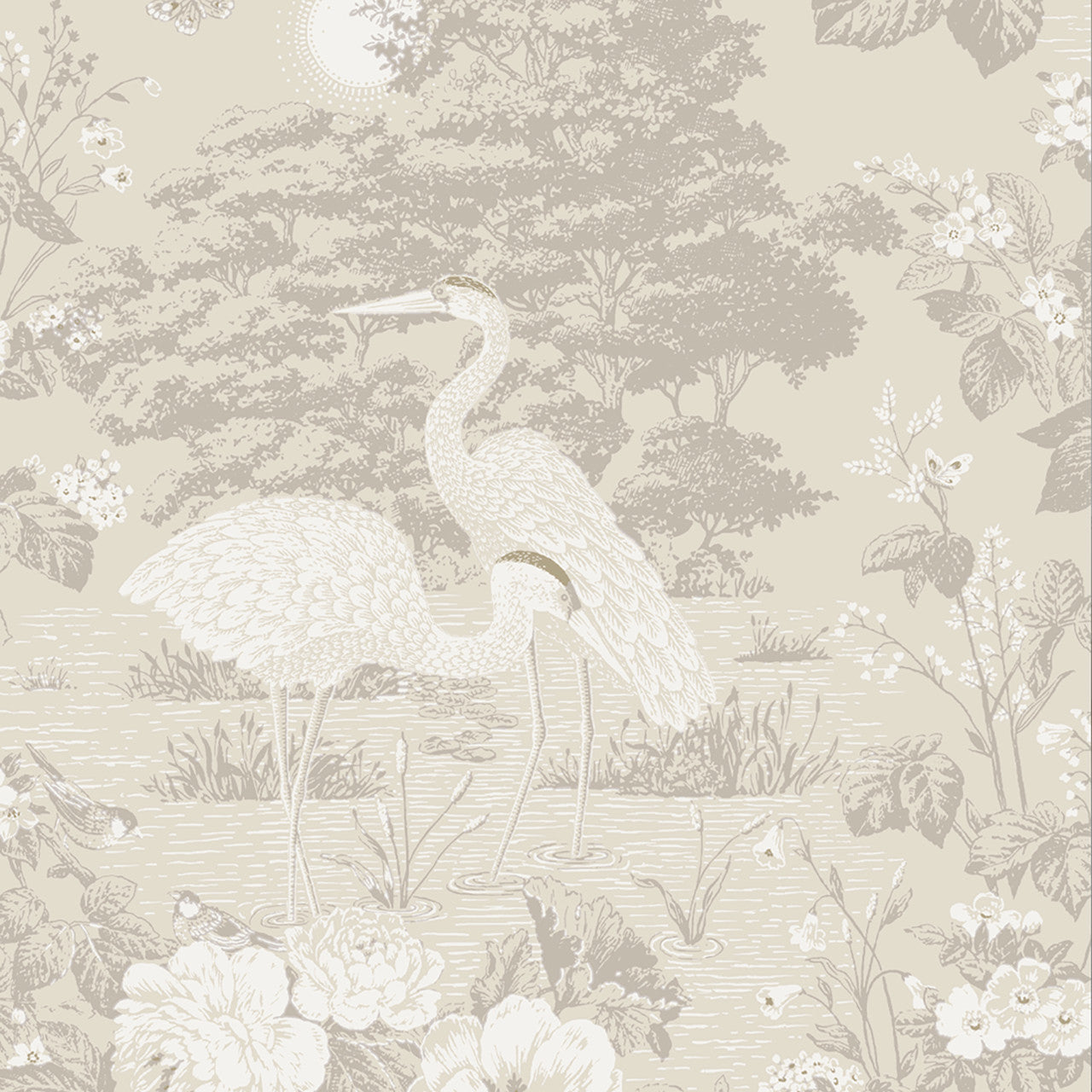 740 Izumi Crane Cream Wallpaper by Belgravia