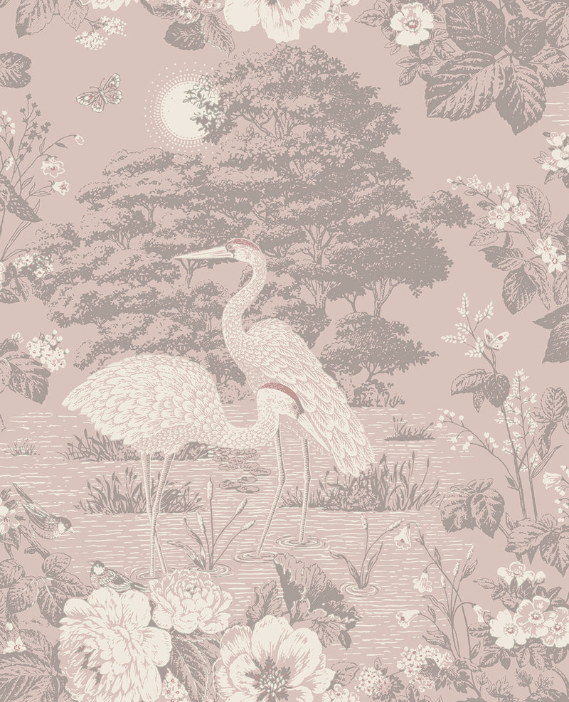 741 Izumi Crane Pink Wallpaper by Belgravia