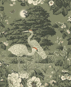743 Izumi Crane Green Wallpaper by Belgravia
