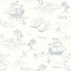 7450 Treasure Island White and Blue Wallpaper by Boråstapeter