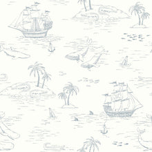 7450 Treasure Island White and Blue Wallpaper by Boråstapeter