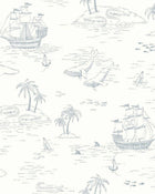 7450 Treasure Island White and Blue Wallpaper by Boråstapeter