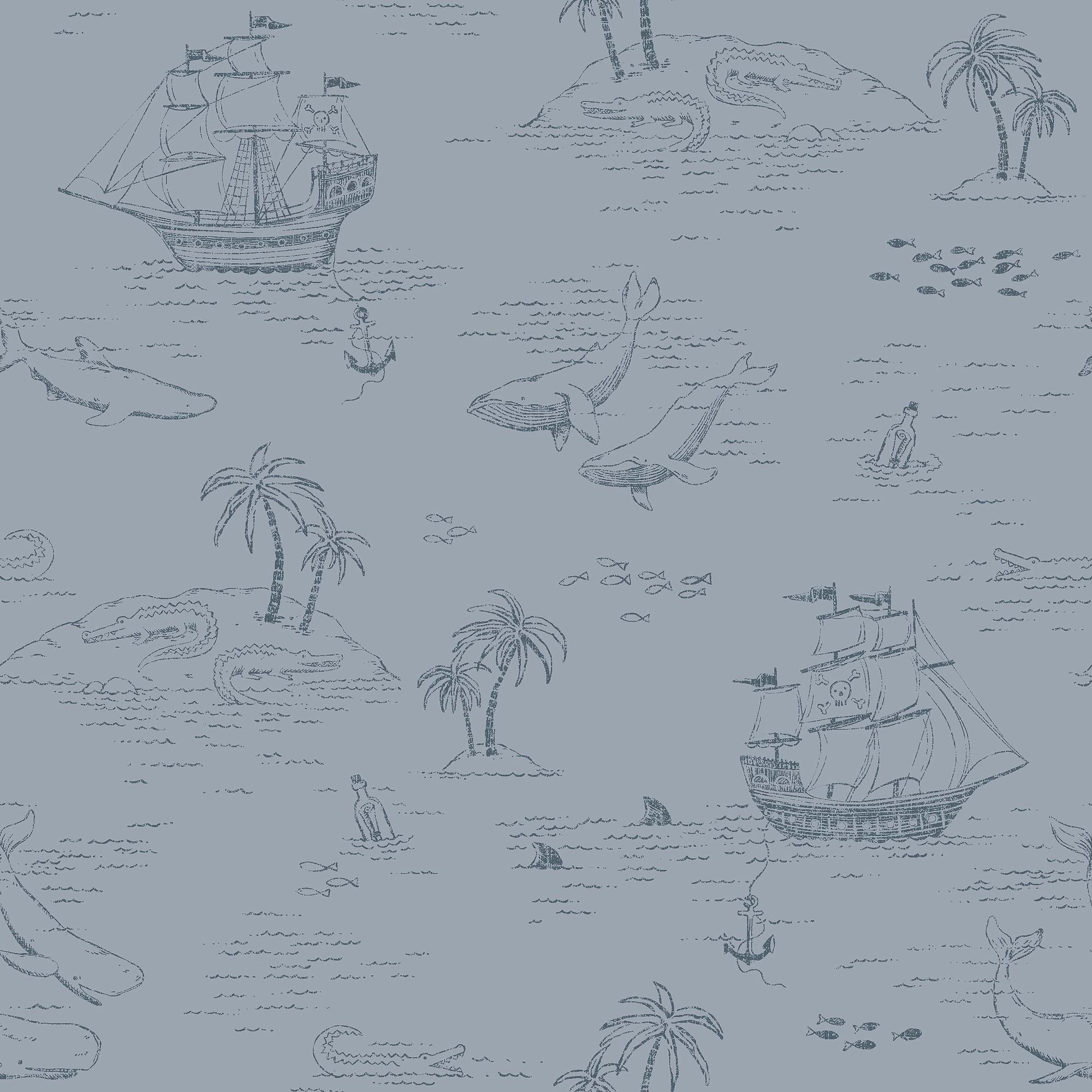 Treasure Island Blue Newbie Wallpaper Wallpaper by Boråstapeter