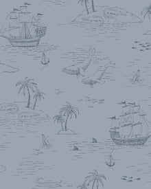 Treasure Island Blue Newbie Wallpaper Wallpaper by Boråstapeter