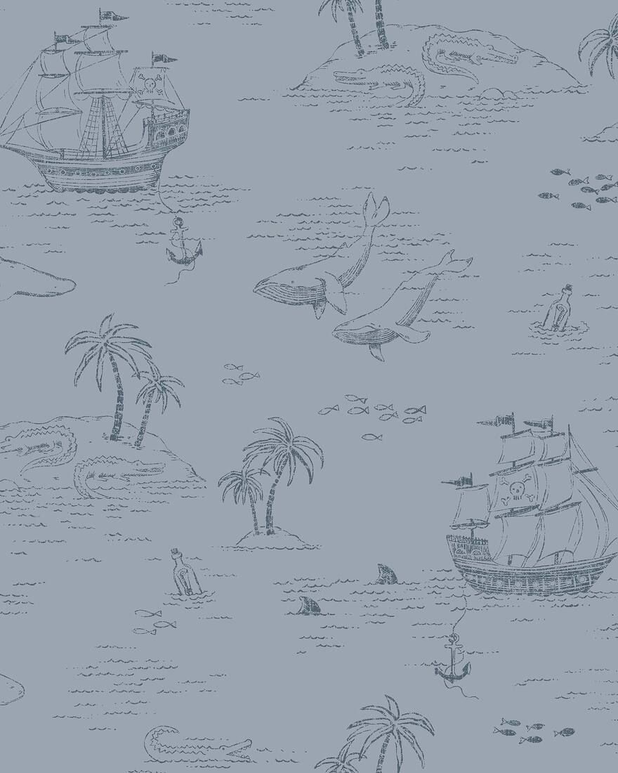 Treasure Island Blue Newbie Wallpaper Wallpaper by Boråstapeter