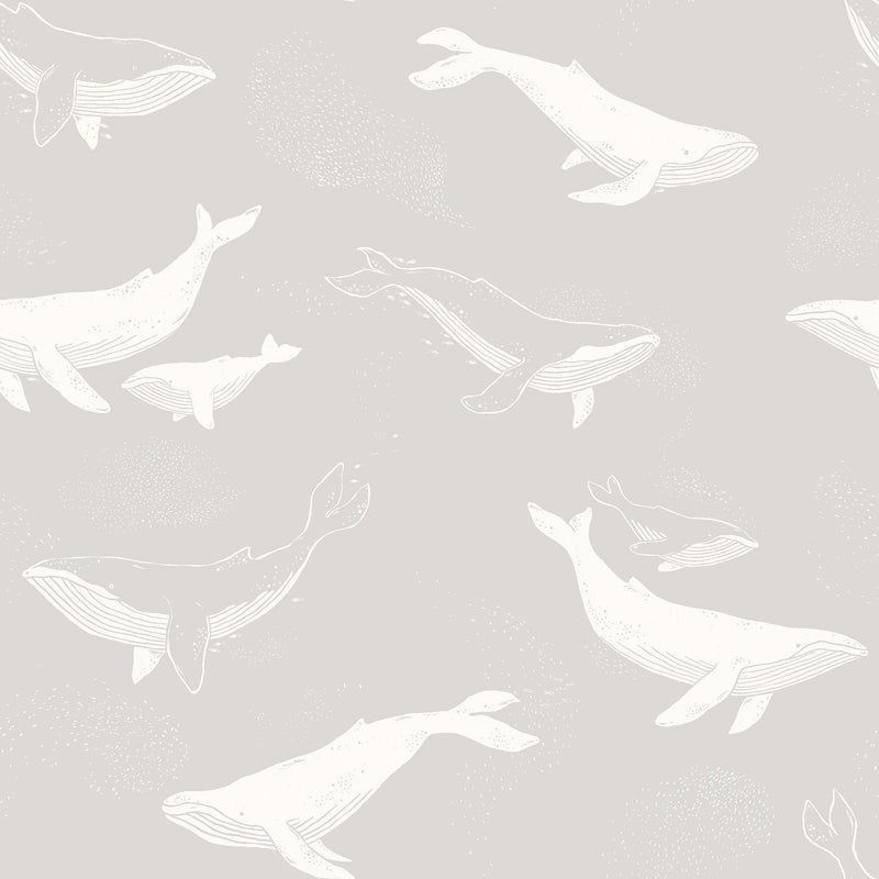 7452 Whales Grey and White Wallpaper by Boråstapeter