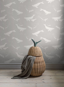7452 Whales Grey and White Wallpaper by Boråstapeter