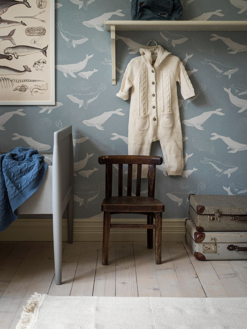7453 Whales Blue and Grey Wallpaper by Boråstapeter