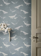 7453 Whales Blue and Grey Wallpaper by Boråstapeter