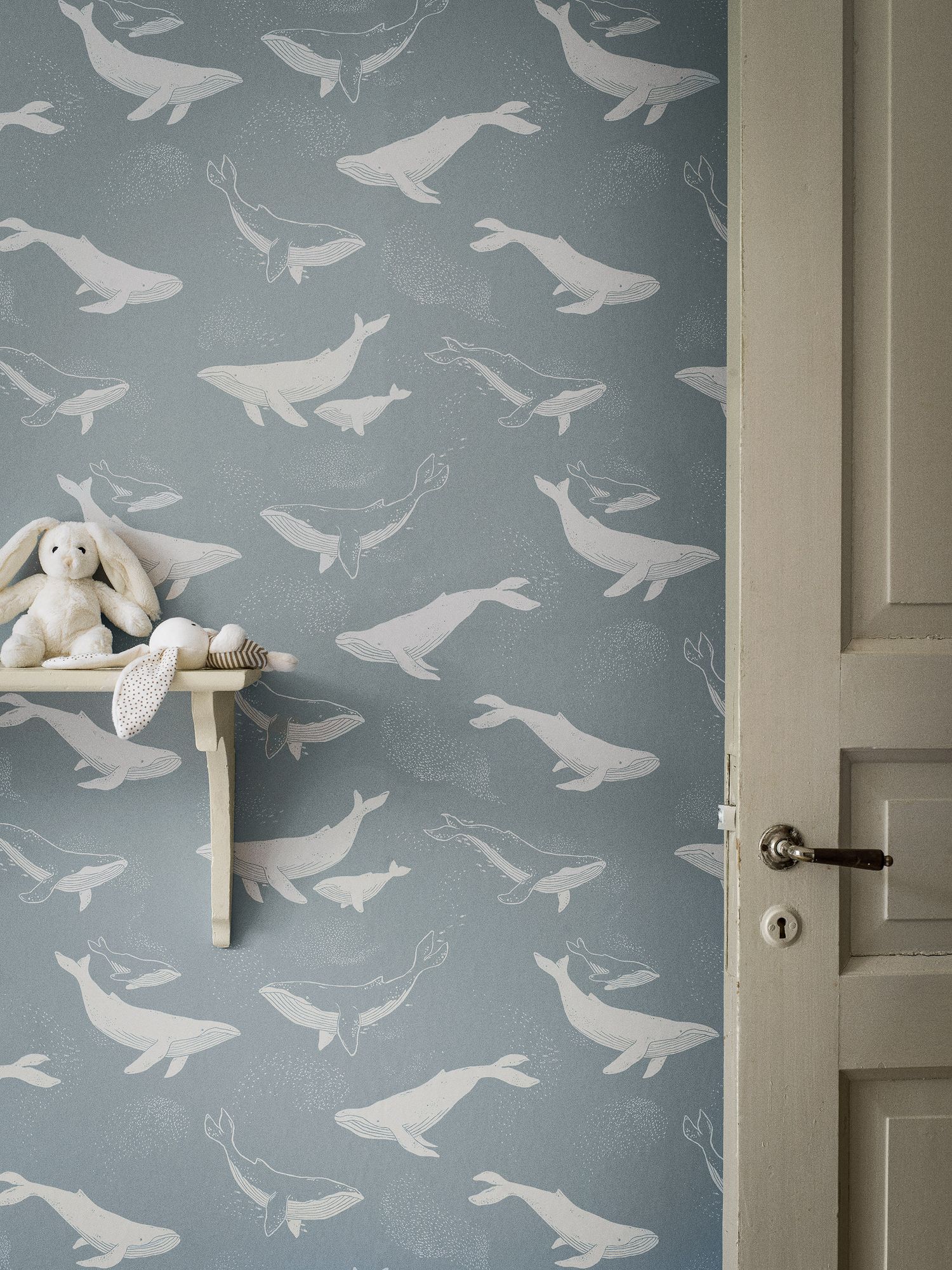 7453 Whales Blue and Grey Wallpaper by Boråstapeter