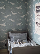 7453 Whales Blue and Grey Wallpaper by Boråstapeter
