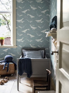 7453 Whales Blue and Grey Wallpaper by Boråstapeter