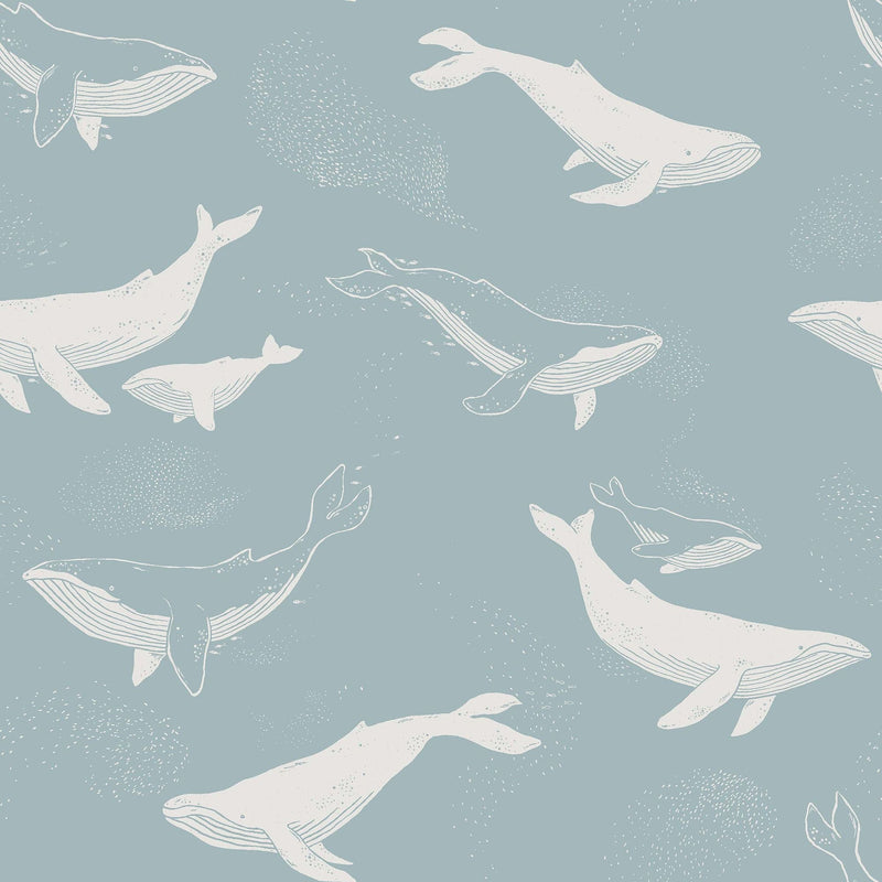 7453 Whales Blue and Grey Wallpaper by Boråstapeter