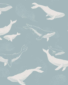 7453 Whales Blue and Grey Wallpaper by Boråstapeter