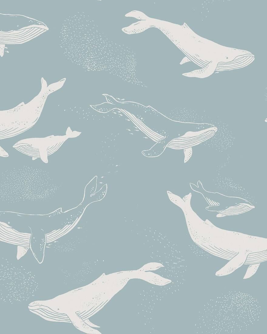 7453 Whales Blue and Grey Wallpaper by Boråstapeter