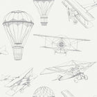 7454 Bon Voyage White and Beige Wallpaper by Boråstapeter