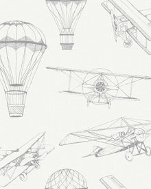 7454 Bon Voyage White and Beige Wallpaper by Boråstapeter