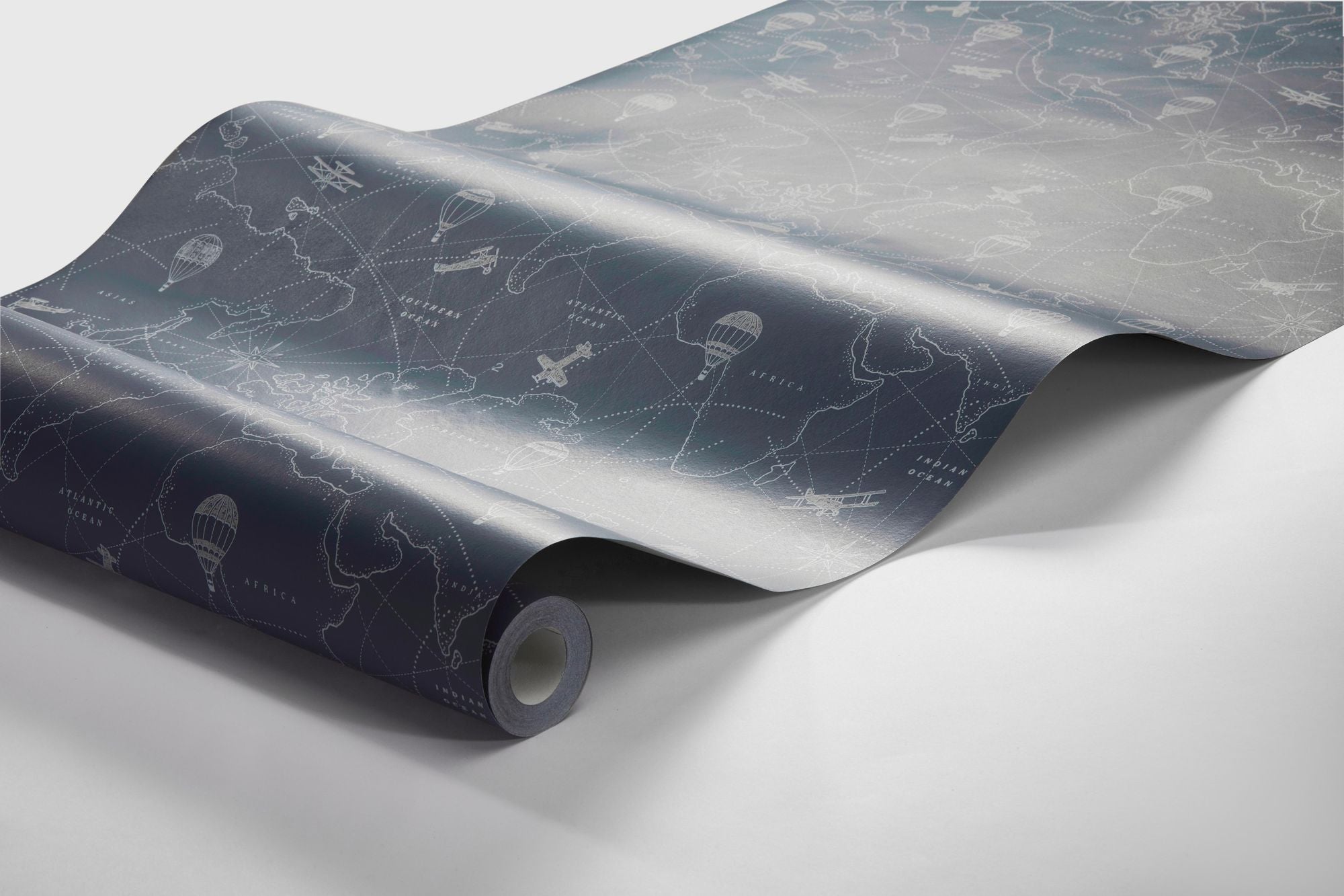 7458 Adventures Blue and Grey Wallpaper by Boråstapeter