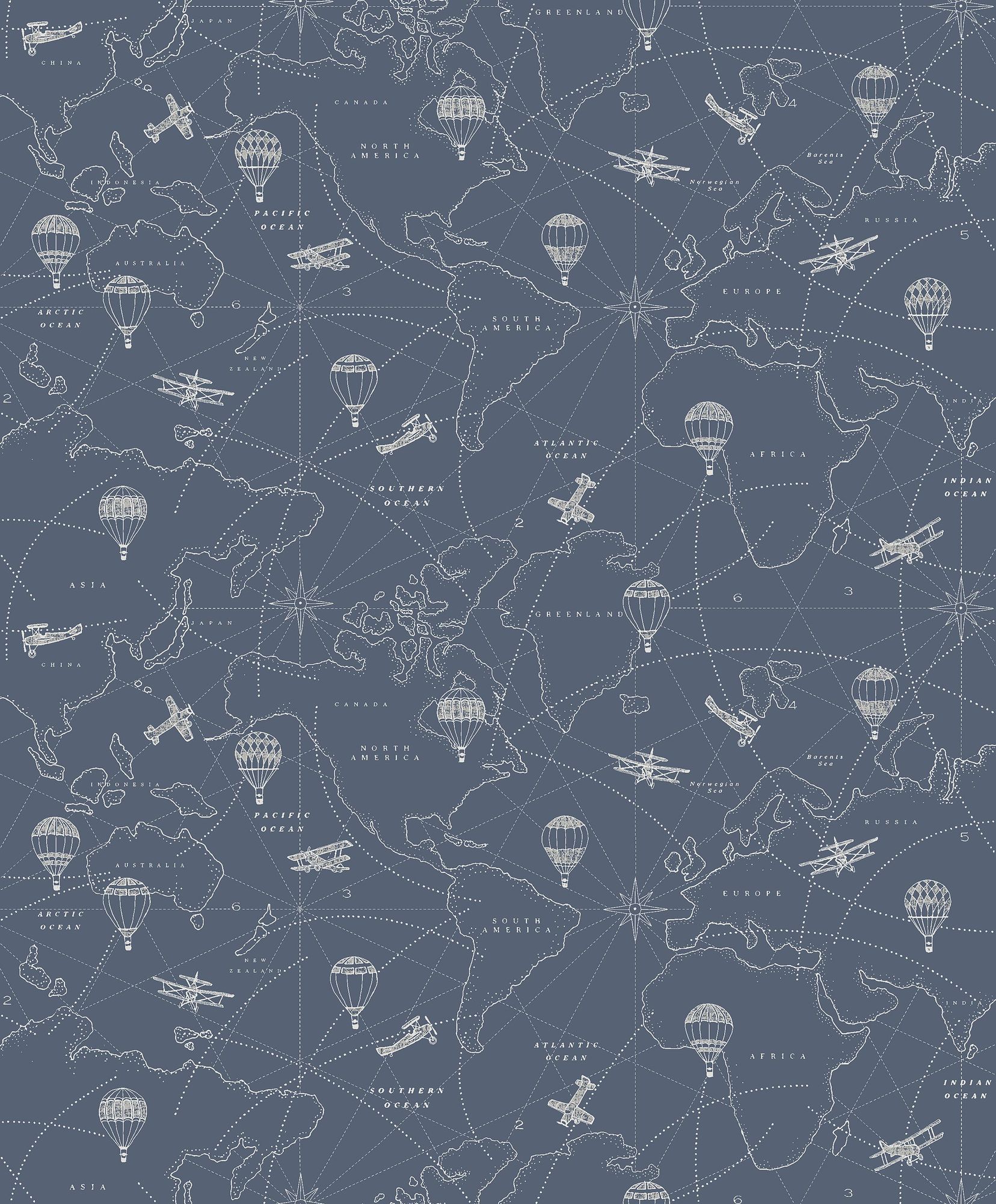7458 Adventures Blue and Grey Wallpaper by Boråstapeter