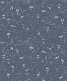 7458 Adventures Blue and Grey Wallpaper by Boråstapeter