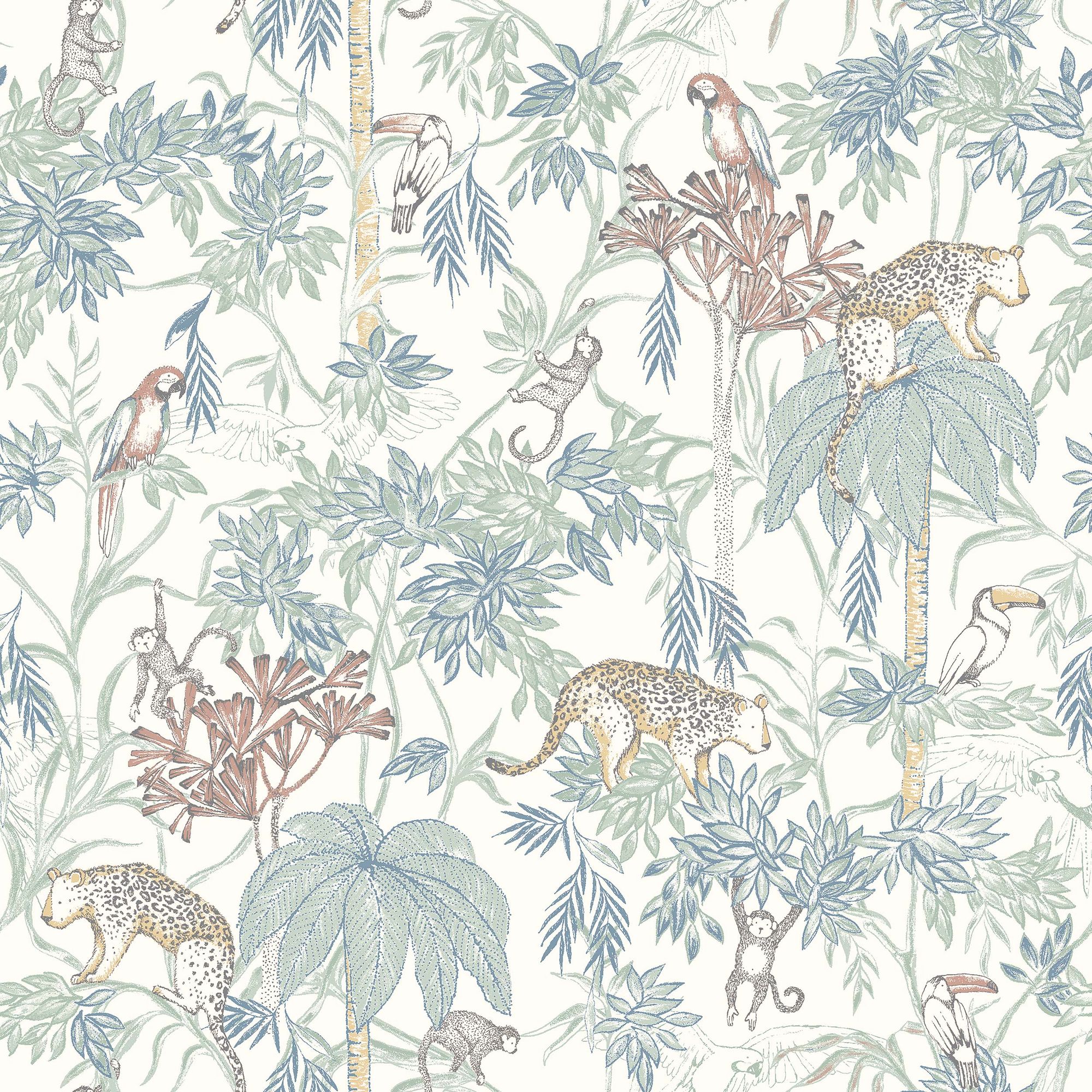 7462 Wild Jungle White and Multi Wallpaper by Boråstapeter
