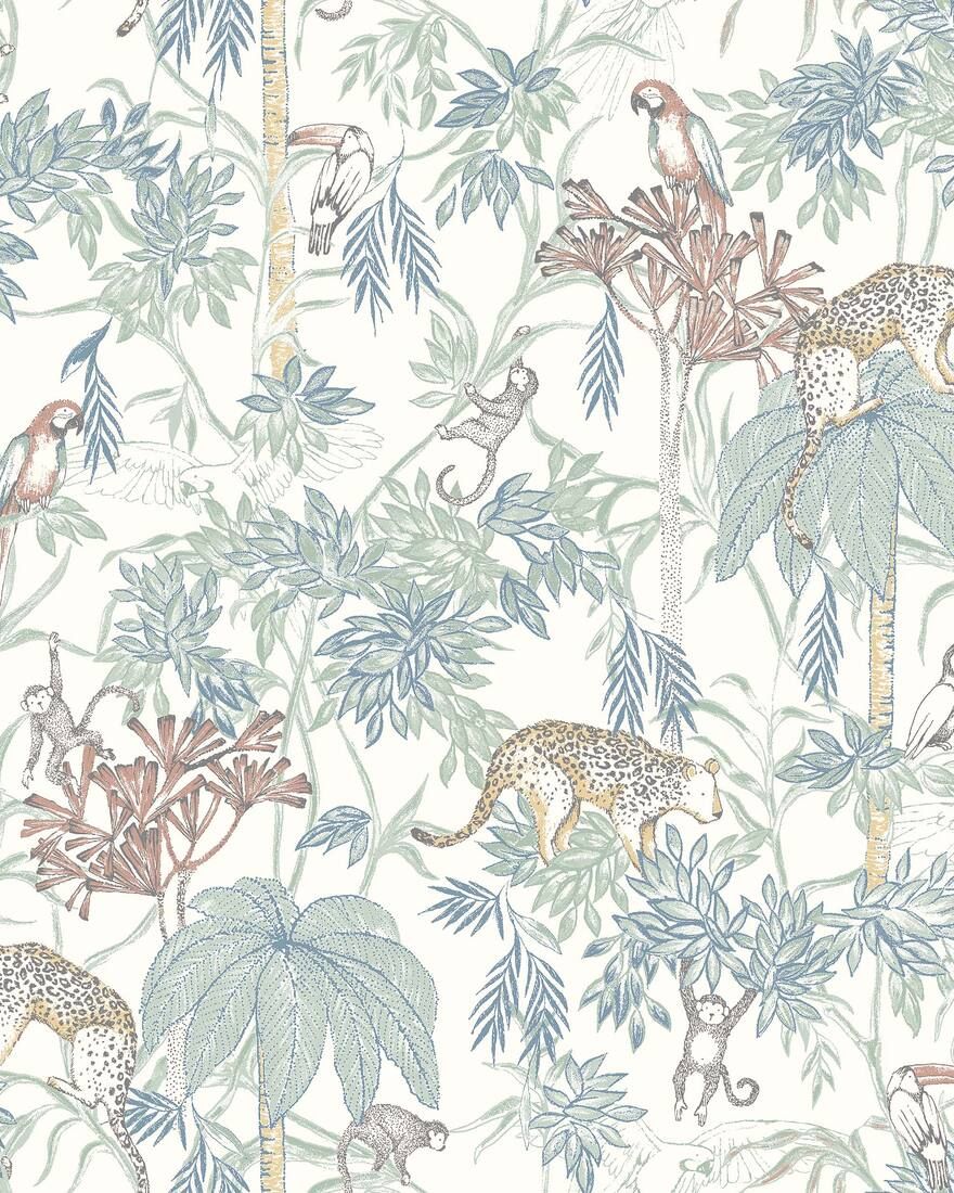 7462 Wild Jungle White and Multi Wallpaper by Boråstapeter
