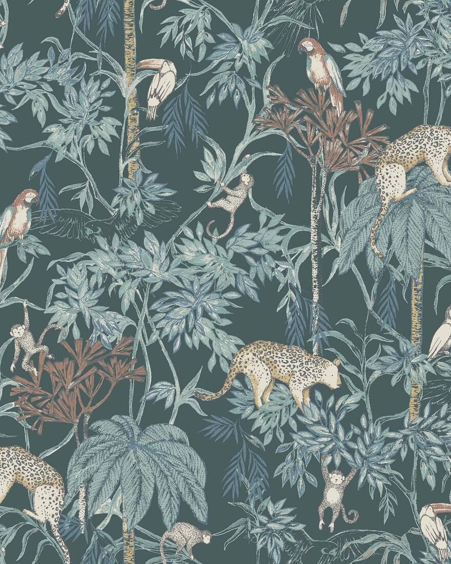7463 Wild Jungle Green and Multi Wallpaper by Boråstapeter
