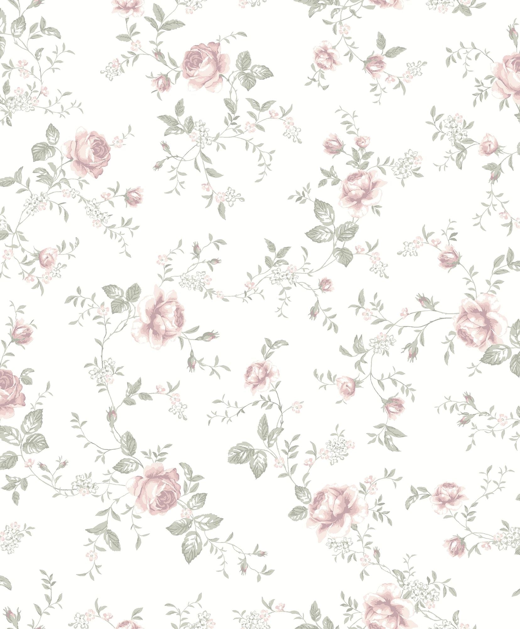 7464 Rose Garden White and Pink Wallpaper by Boråstapeter