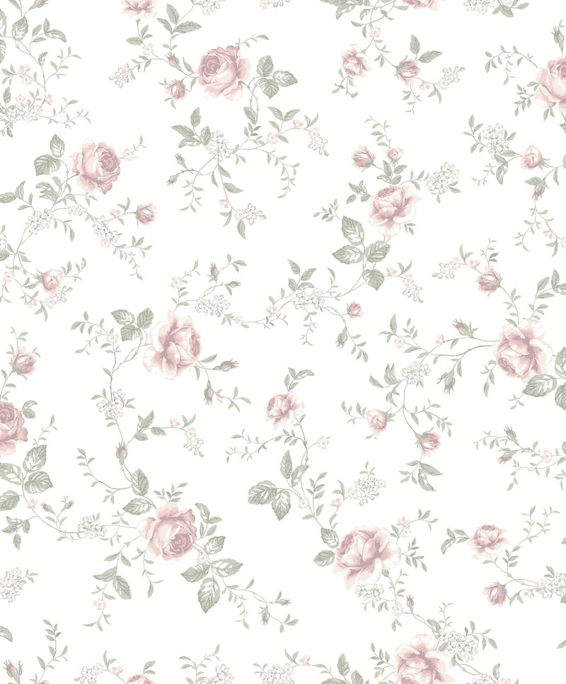 7464 Rose Garden White and Pink Wallpaper by Boråstapeter