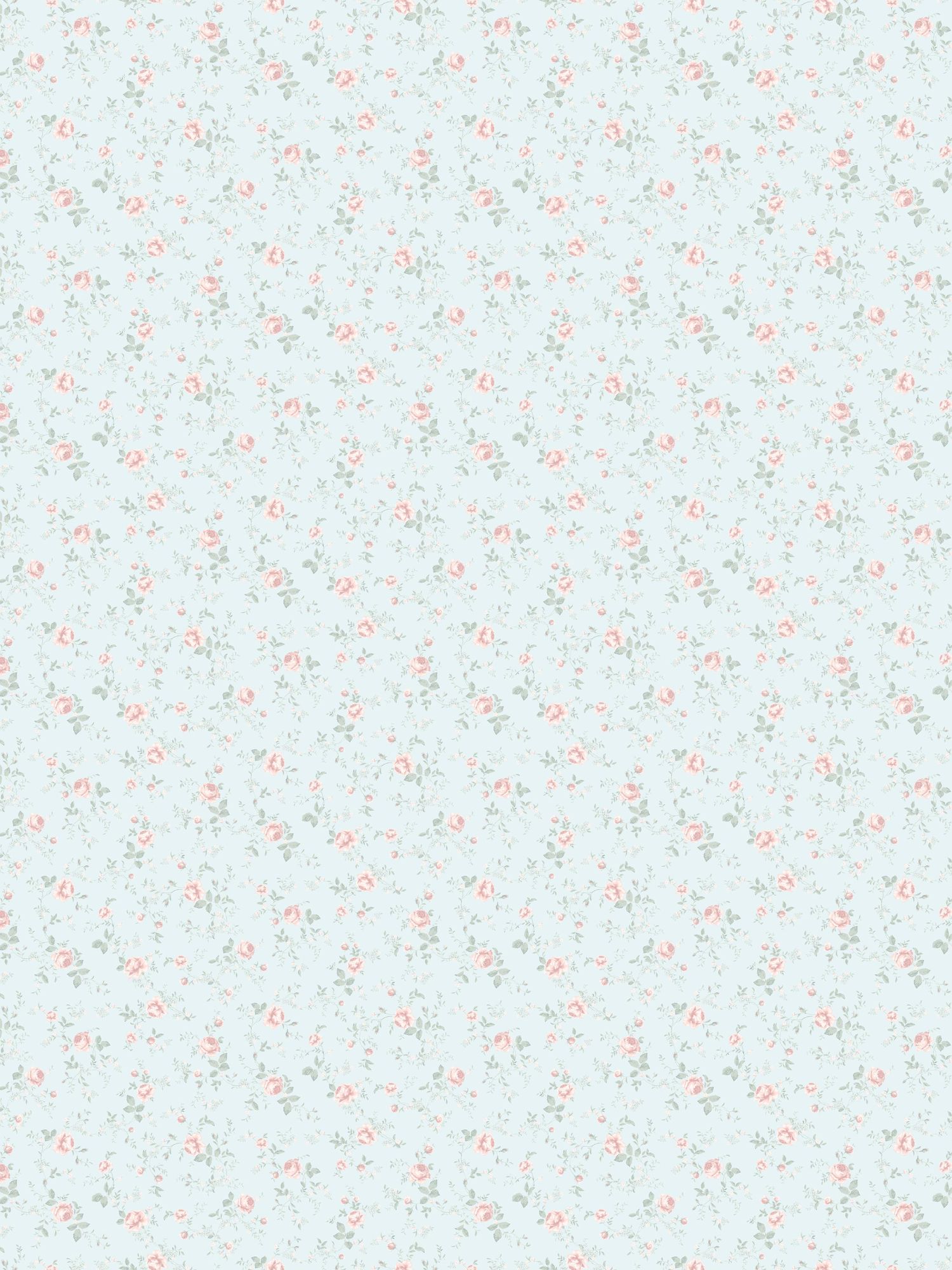 7465 Rose Garden Blue and Pink Wallpaper by Boråstapeter