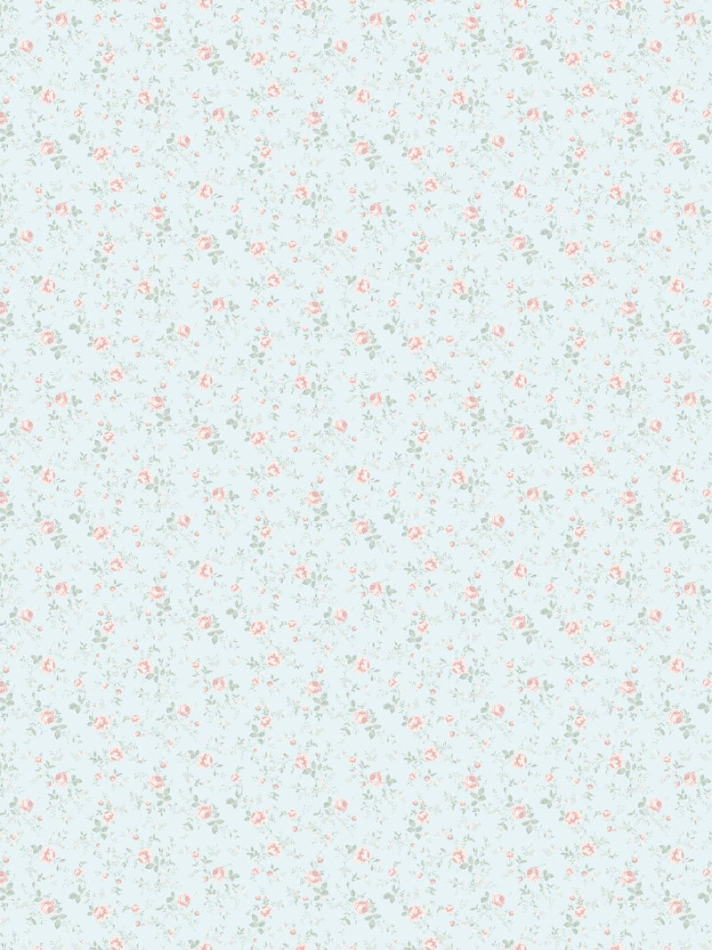 7465 Rose Garden Blue and Pink Wallpaper by Boråstapeter