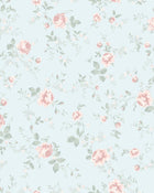 7465 Rose Garden Blue and Pink Wallpaper by Boråstapeter