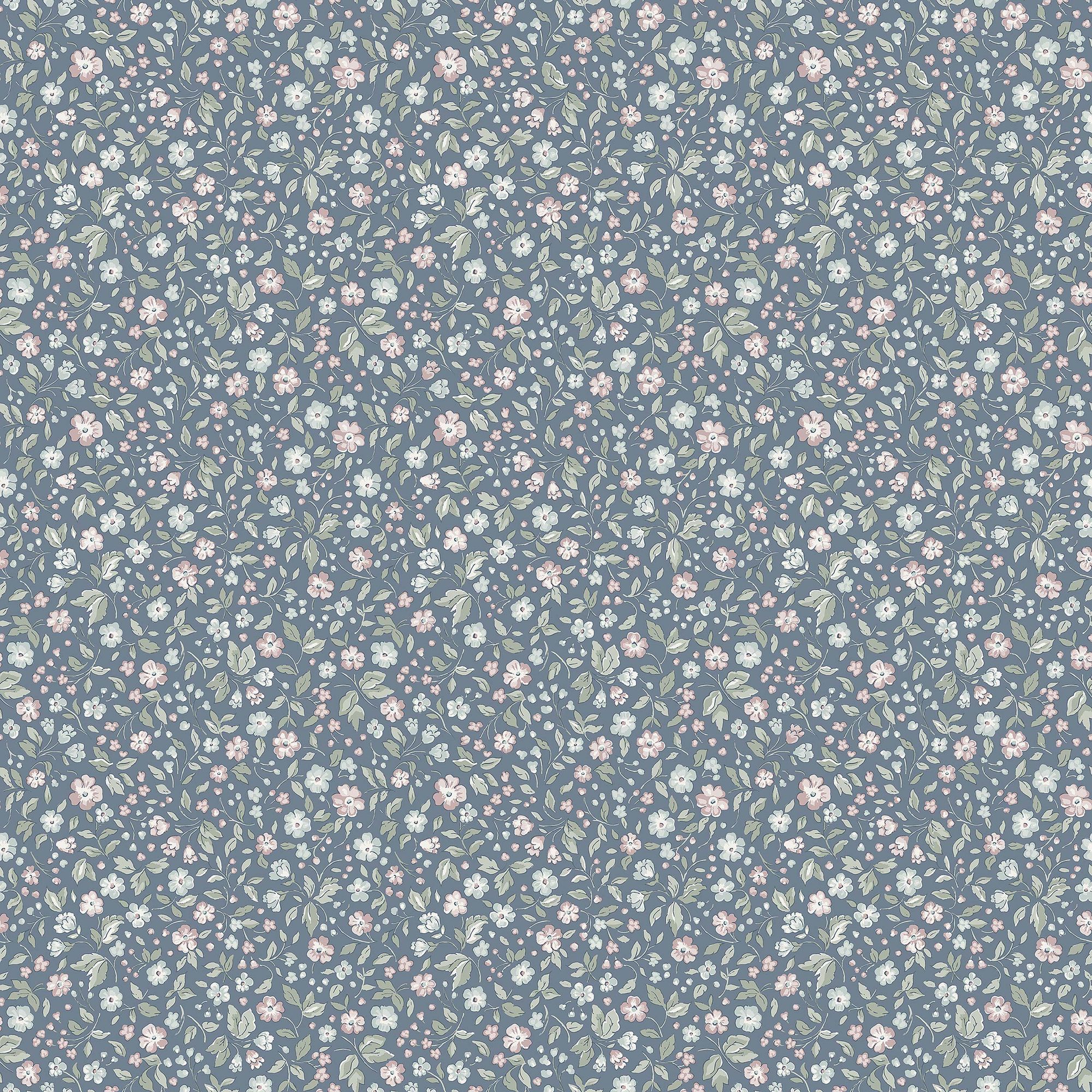 7466 Jasmine Blue and Multi Wallpaper by Boråstapeter