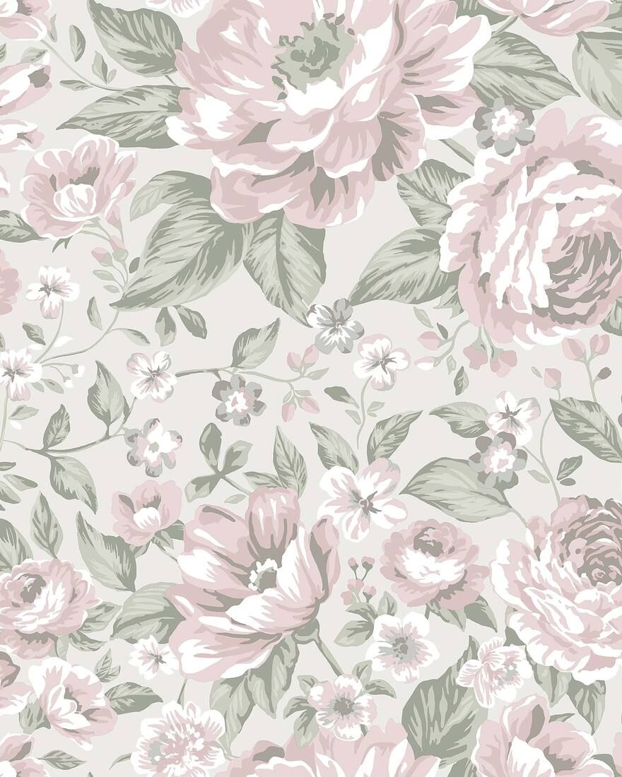 7469 Rosie Pink and Green Wallpaper by Boråstapeter