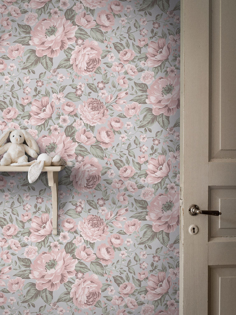 7470 Rosie Grey and Multi Wallpaper by Boråstapeter