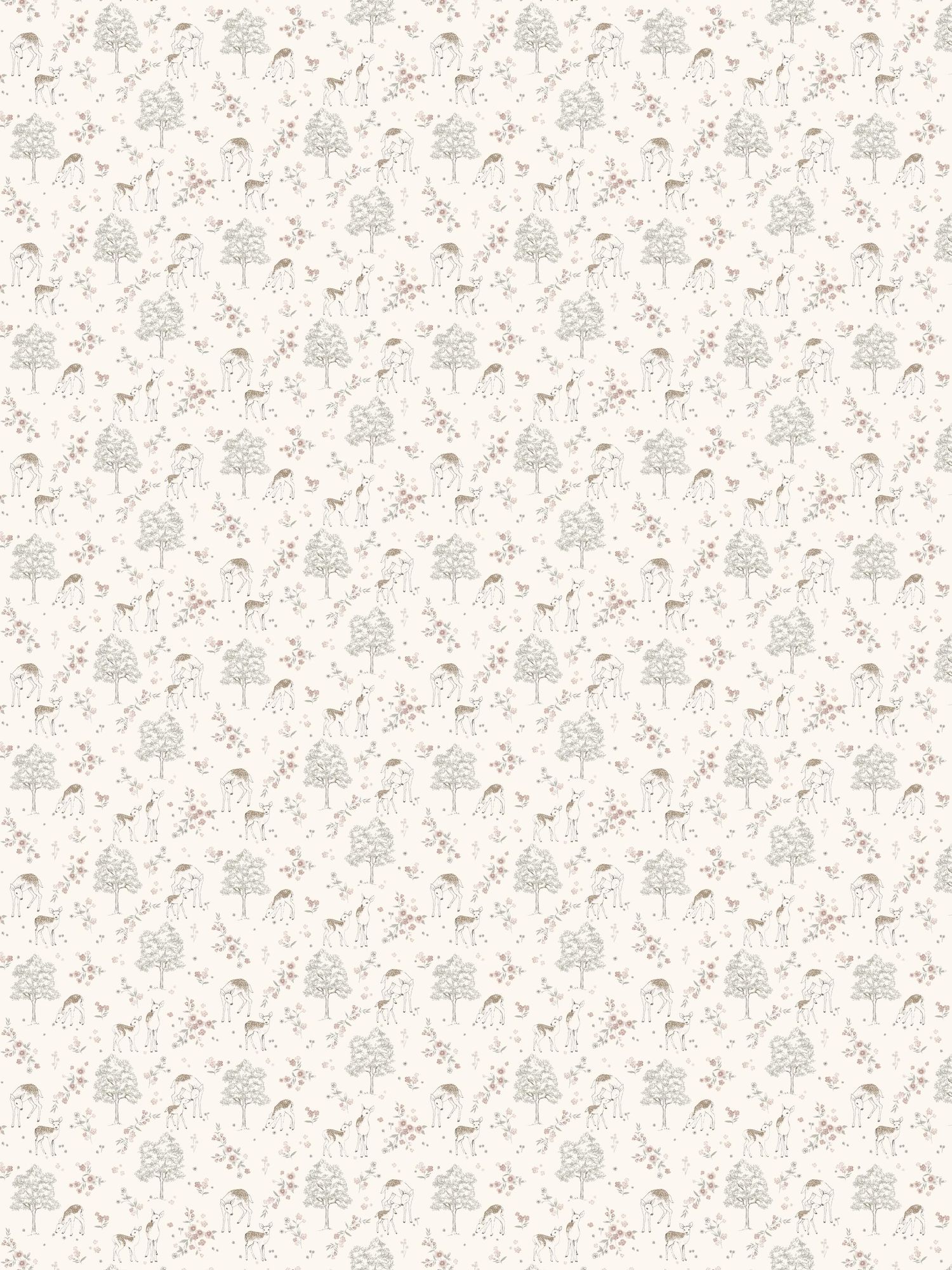 7473 Deer Love White and Pink Wallpaper by Boråstapeter