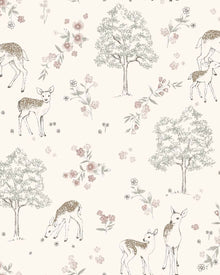 7473 Deer Love White and Pink Wallpaper by Boråstapeter