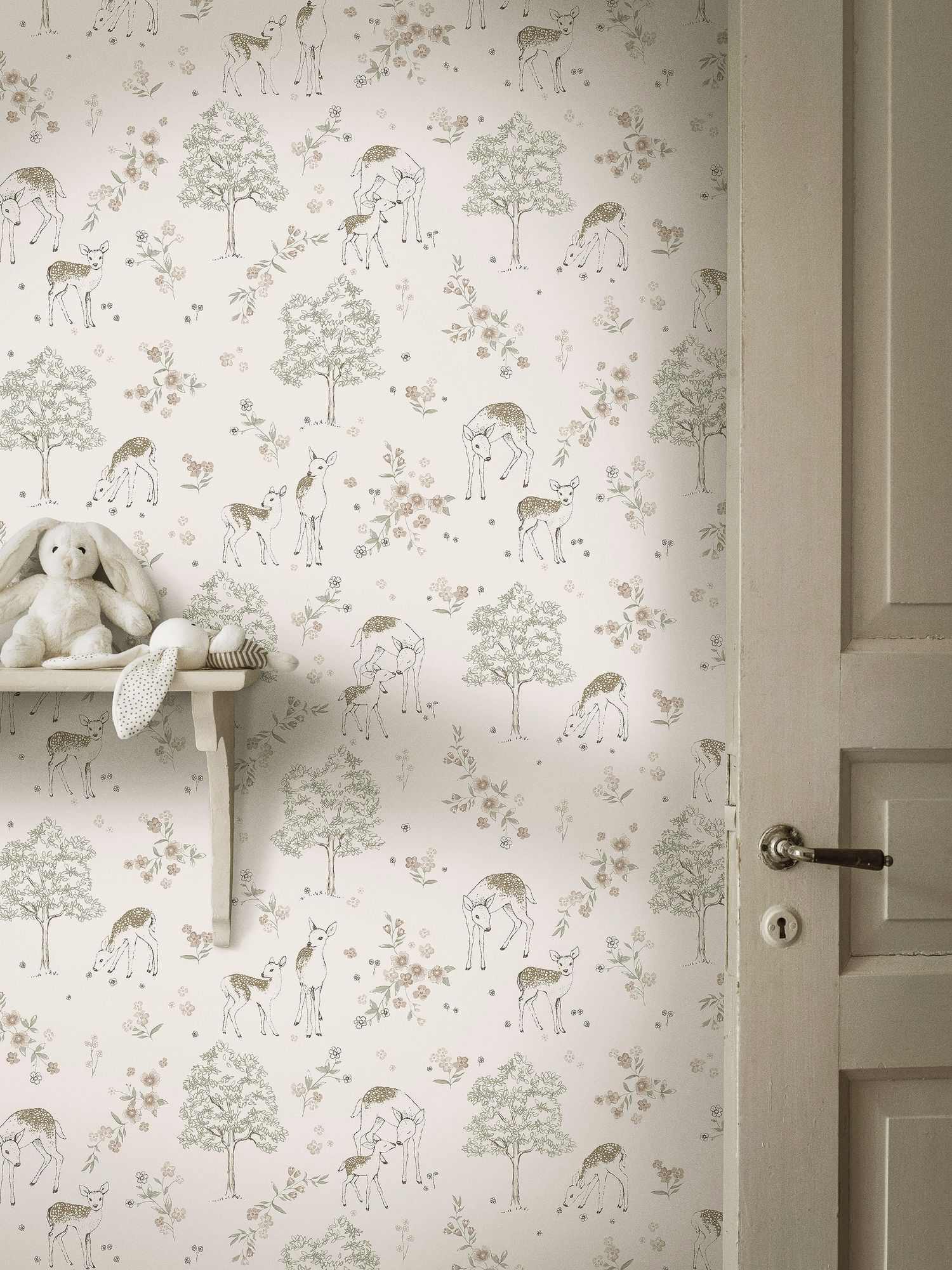 7473 Deer Love White and Pink Wallpaper by Boråstapeter